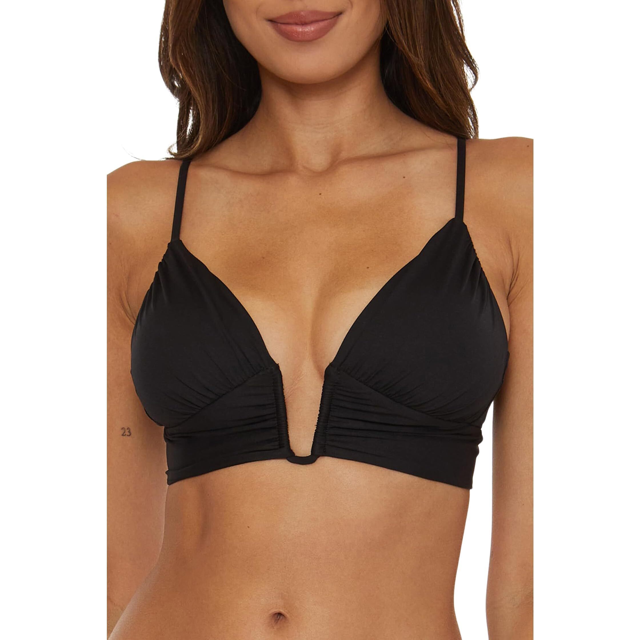 Rebecca Women's Black Shirred Bikini Top Swimwear Separates S Nwt